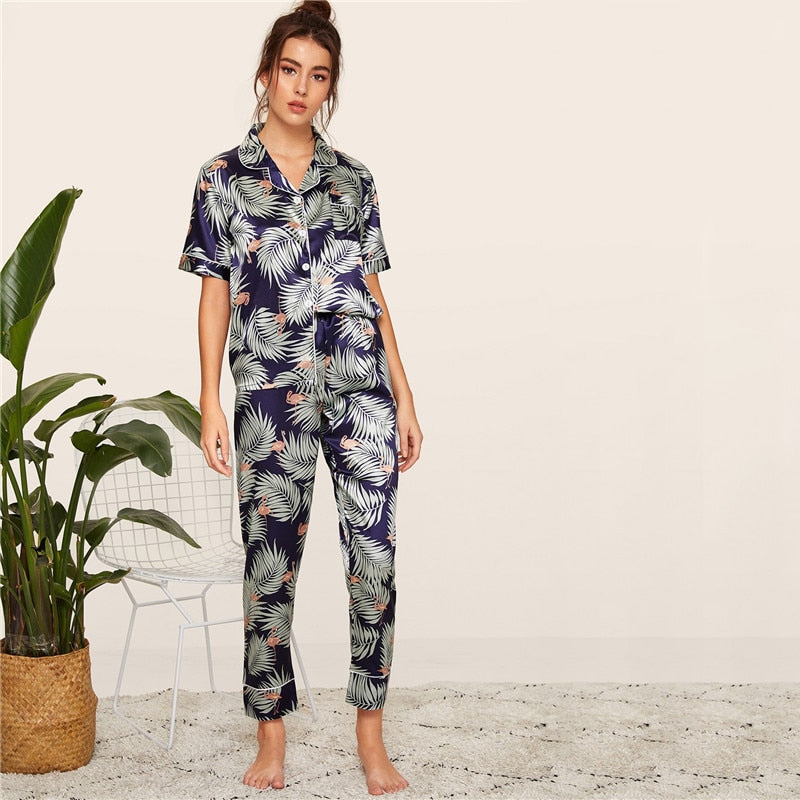 Print Satin Spring Summer Sleepwear