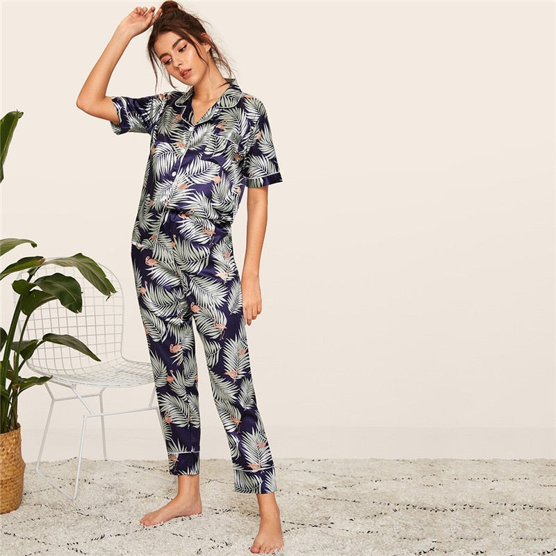 Print Satin Spring Summer Sleepwear