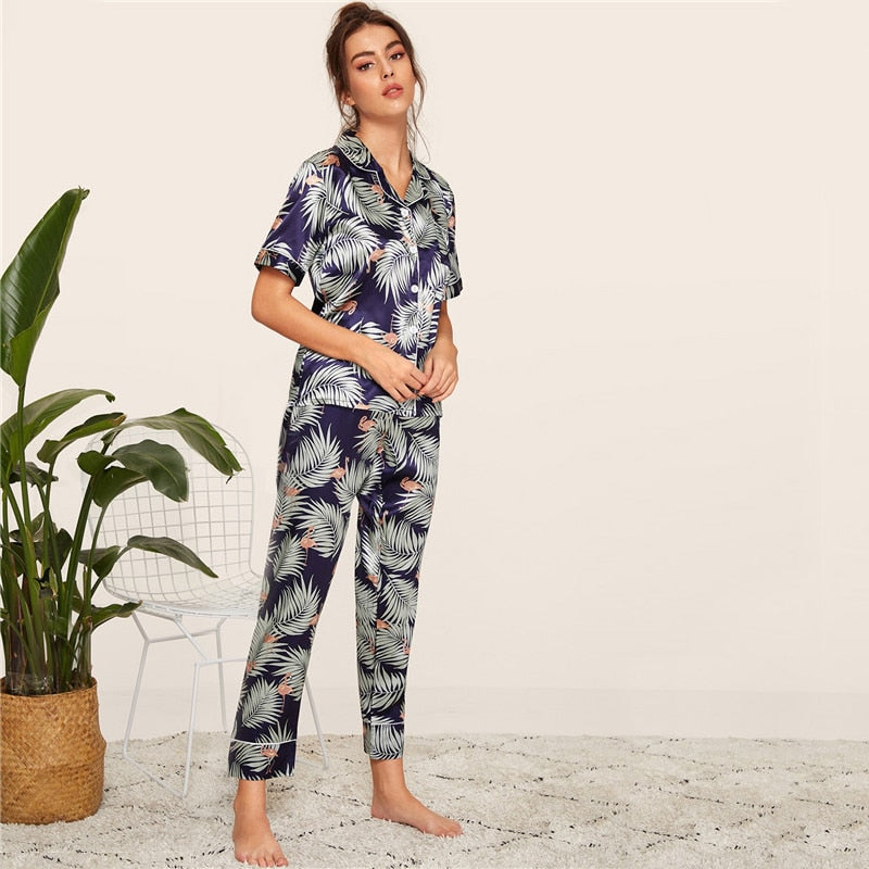 Print Satin Spring Summer Sleepwear