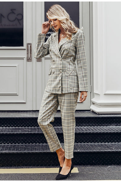 double breasted women blazer suit