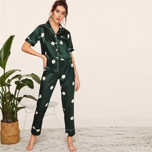 Print Satin Spring Summer Sleepwear