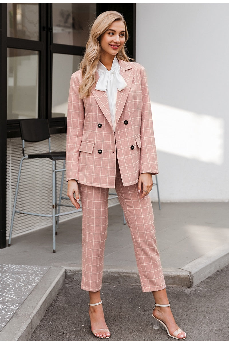Fashion plaid women office suits