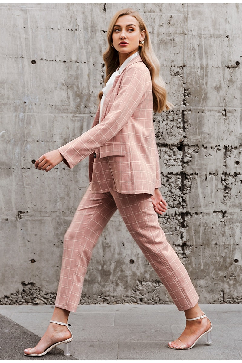 Fashion plaid women office suits