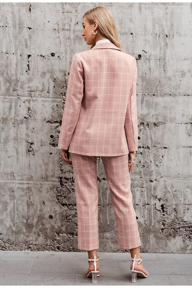 Fashion plaid women office suits