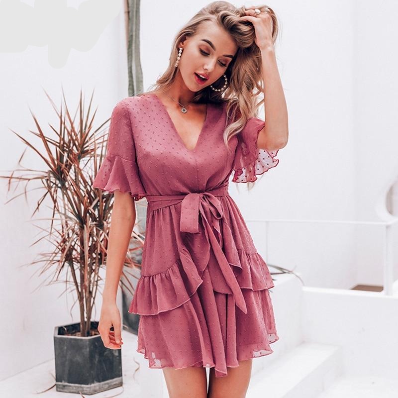 Sexy V-Neck Polka Dot Women Dress