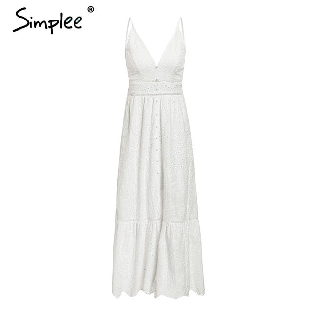 Embroidery white sexy women summer dress
