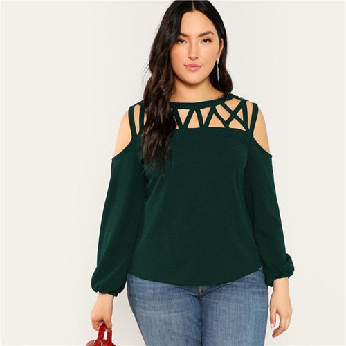 Cut Out Cold Shoulder Lantern Sleeve