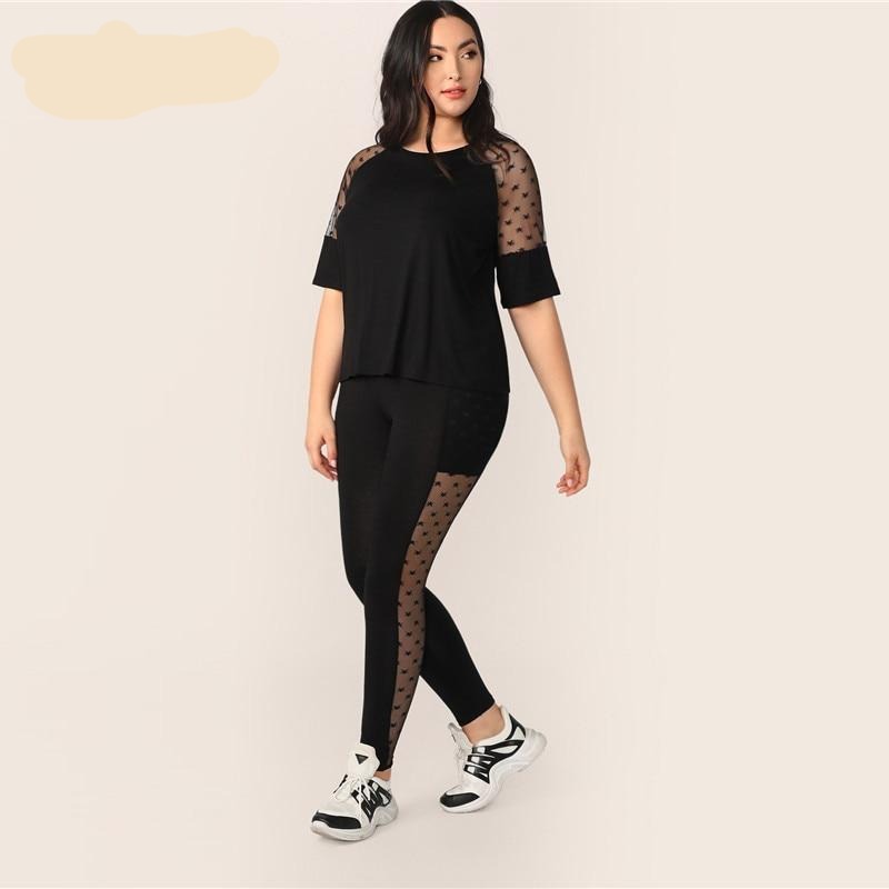 Black Star Mesh Insert Sleeve Top