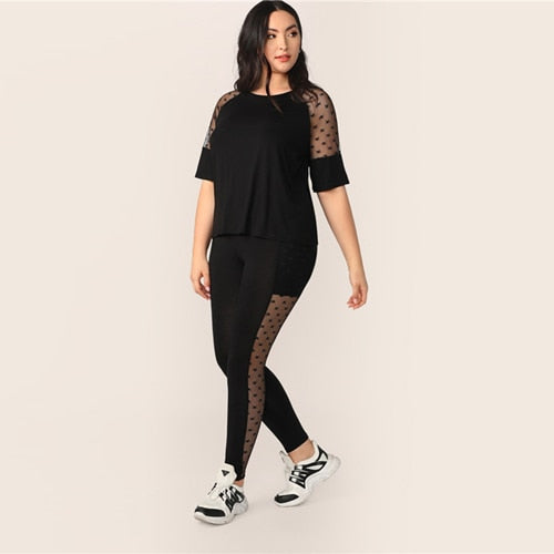 Black Star Mesh Insert Sleeve Top