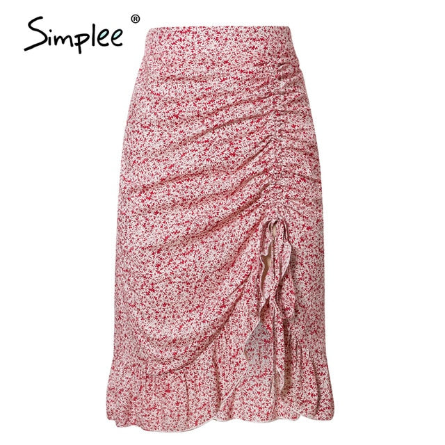 Elegant pleated bow midi skirt