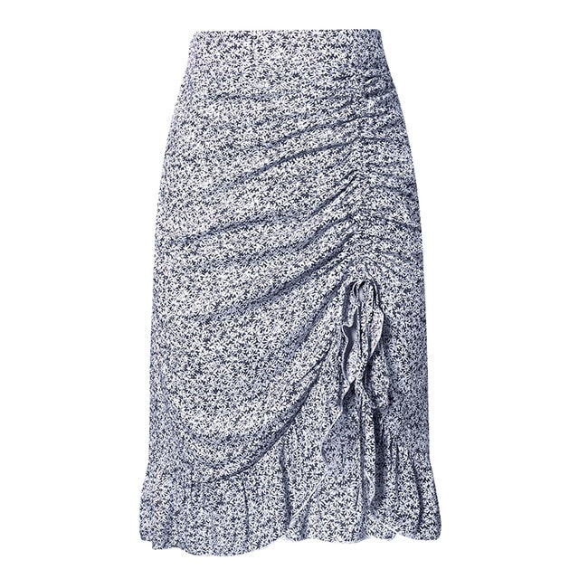Elegant pleated bow midi skirt