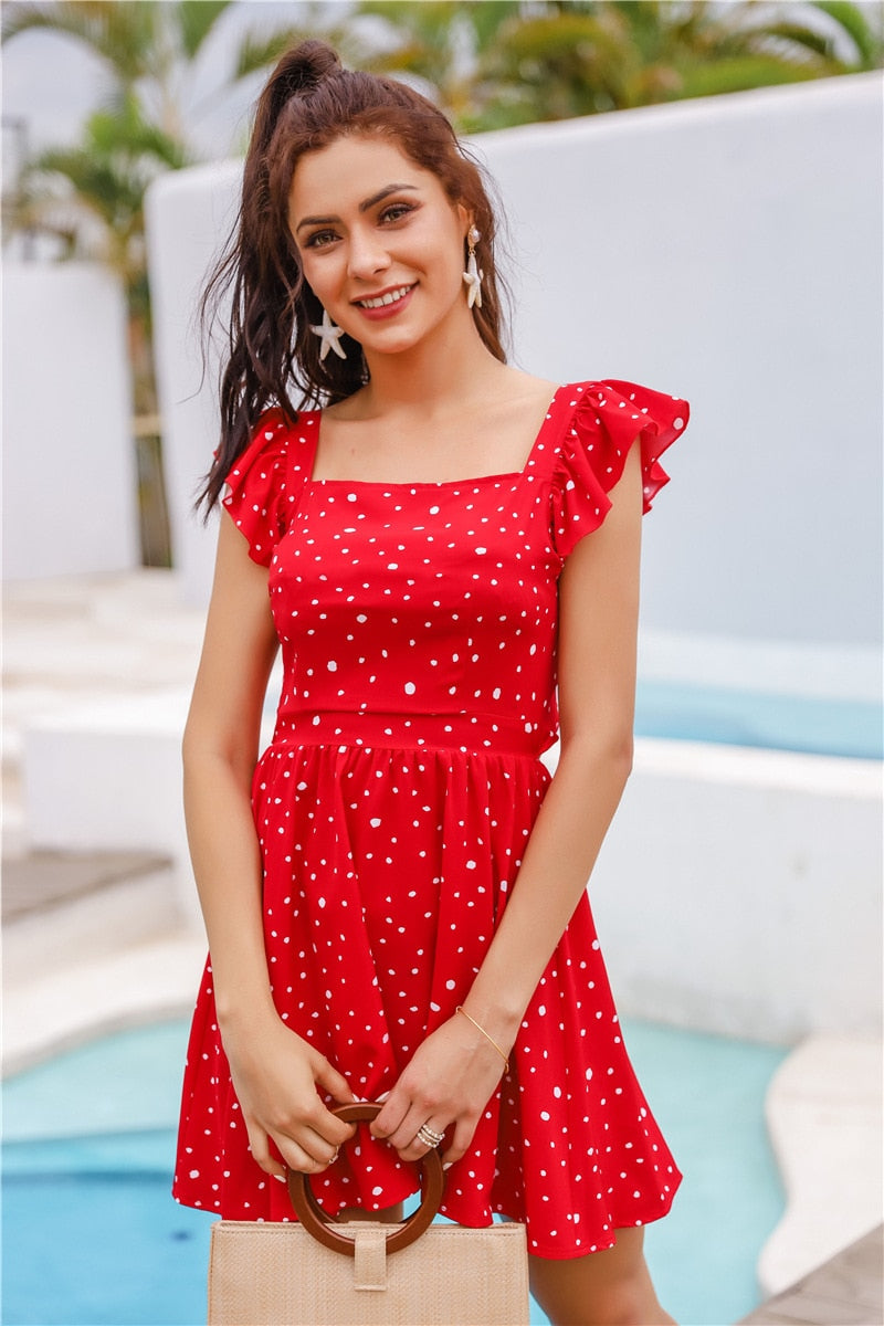 Bohemian polka dot women dress