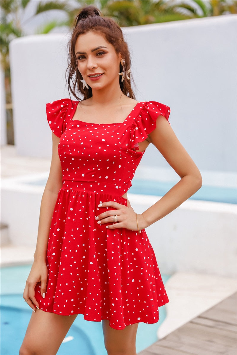 Bohemian polka dot women dress