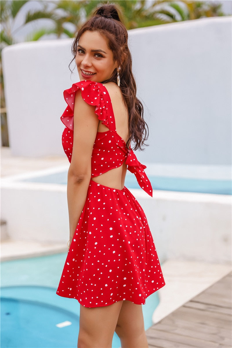 Bohemian polka dot women dress