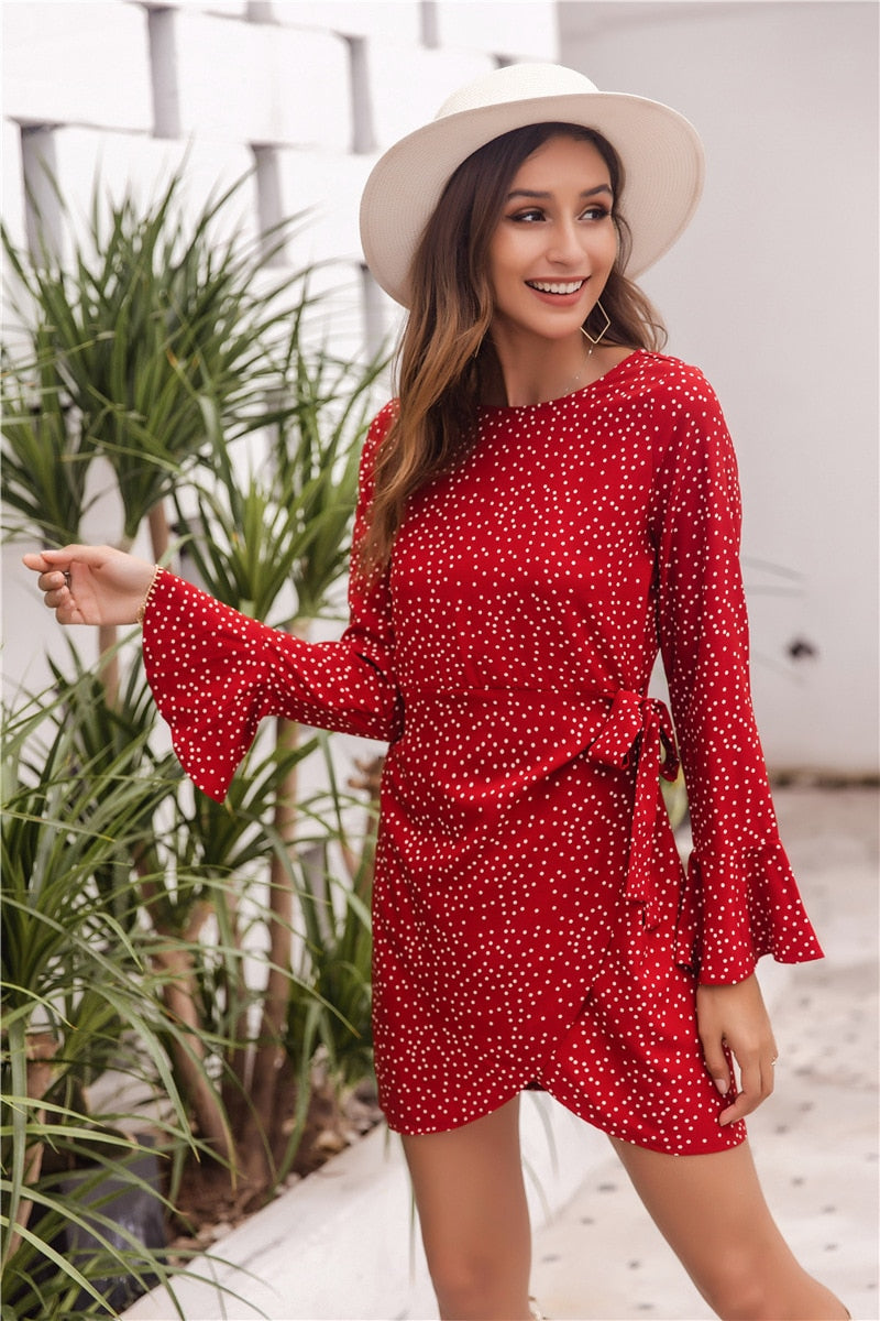 Boho polka dot print dress