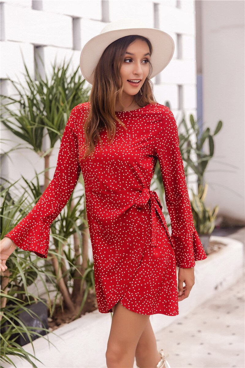 Boho polka dot print dress