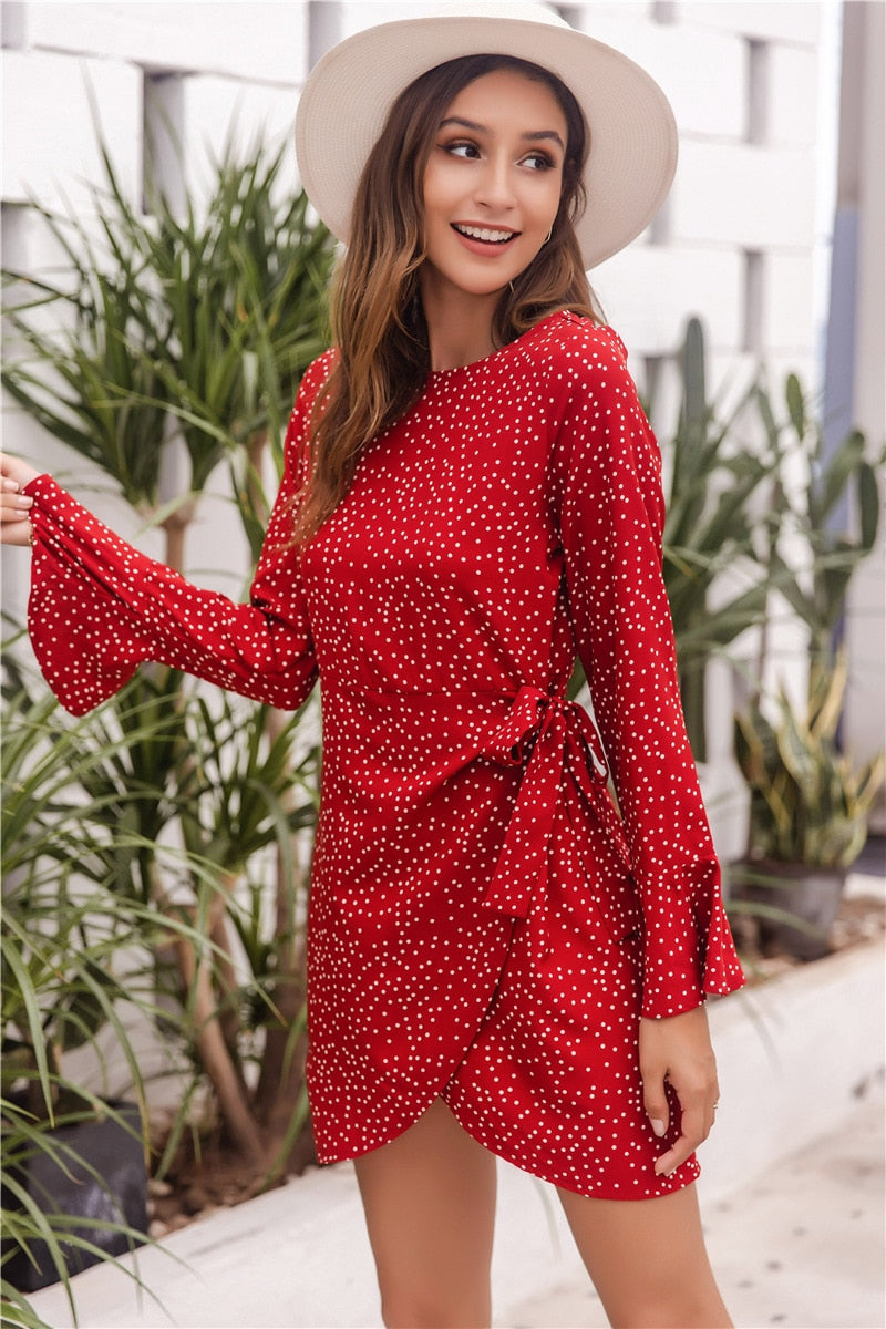 Boho polka dot print dress