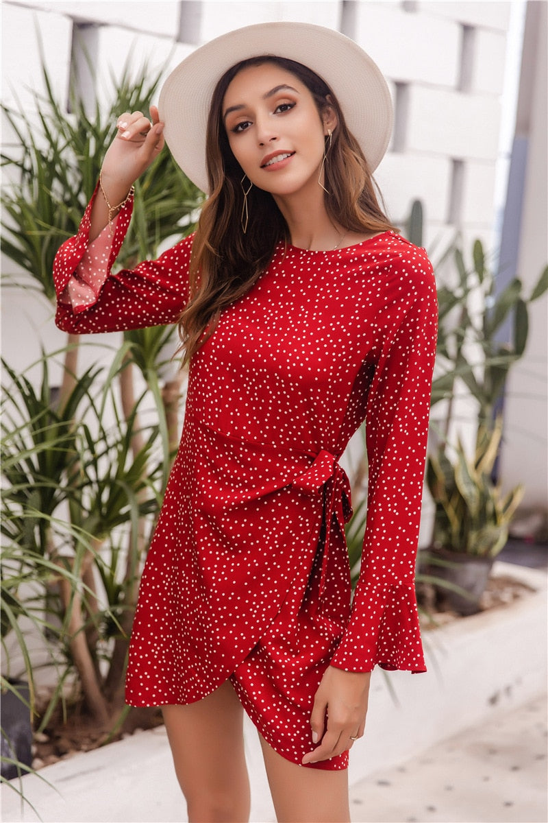 Boho polka dot print dress