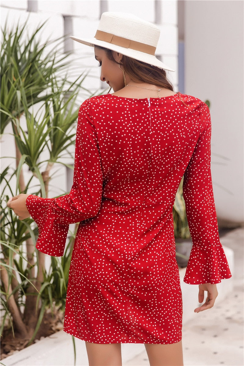 Boho polka dot print dress