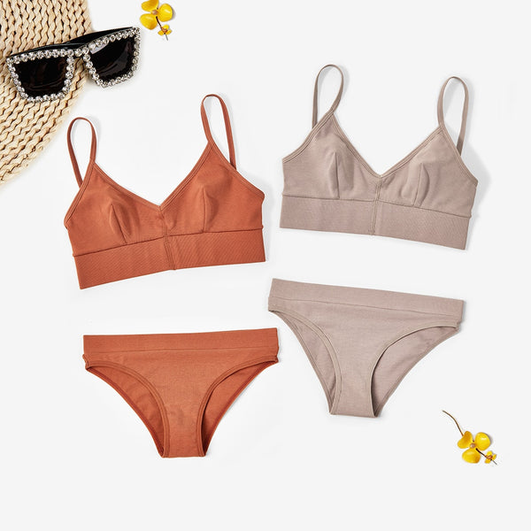 Cotton Bra Set Low Back Wireless