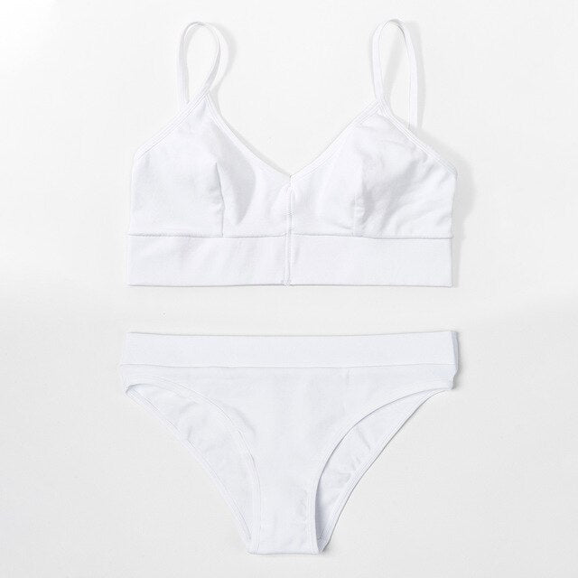 Cotton Bra Set Low Back Wireless