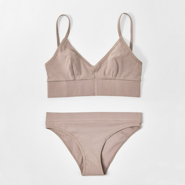 Cotton Bra Set Low Back Wireless