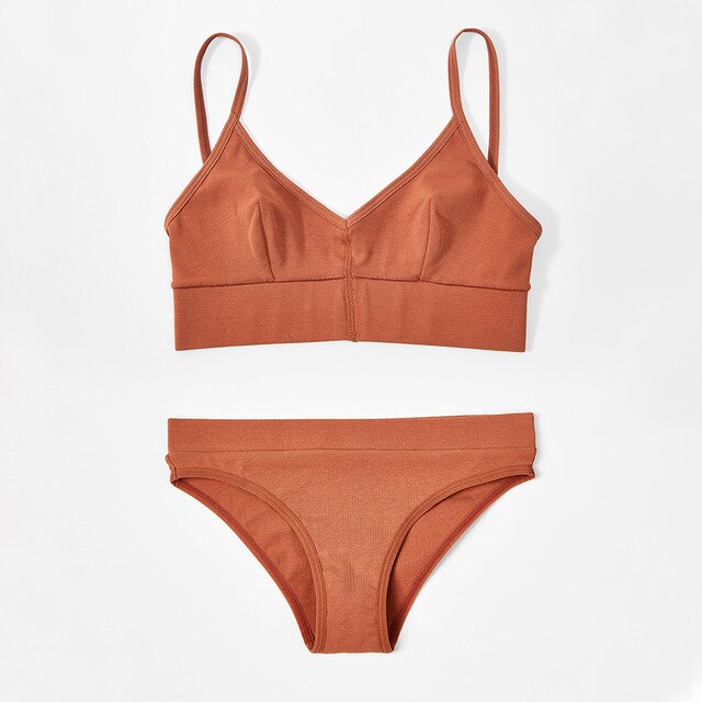 Cotton Bra Set Low Back Wireless