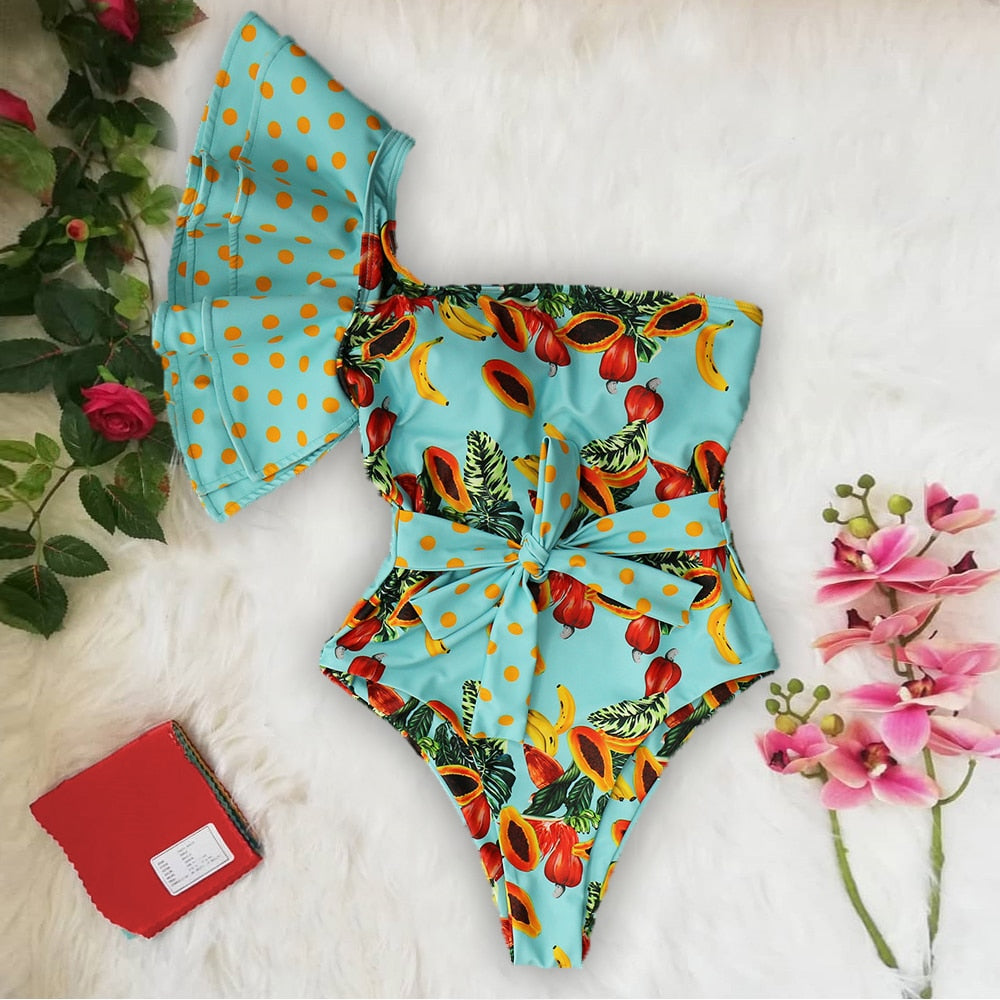 Retro One Piece Swimsuit Women Swimwear