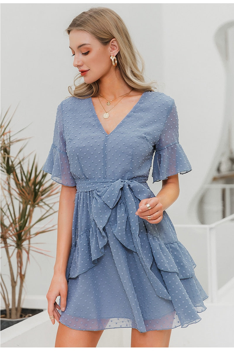 Sexy V-Neck Polka Dot Women Dress