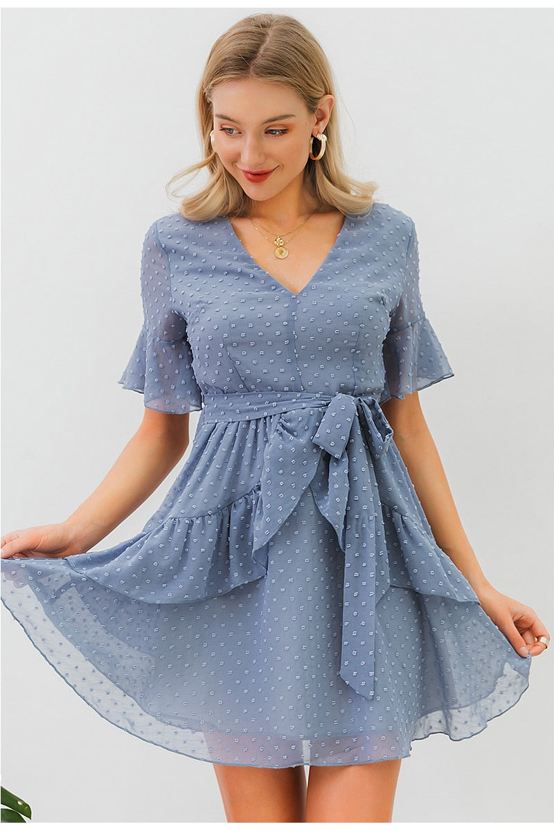Sexy V-Neck Polka Dot Women Dress