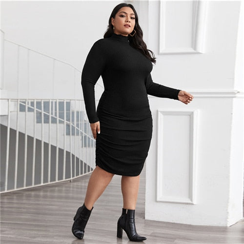 Rib-knit Ruched Bodycon Dress