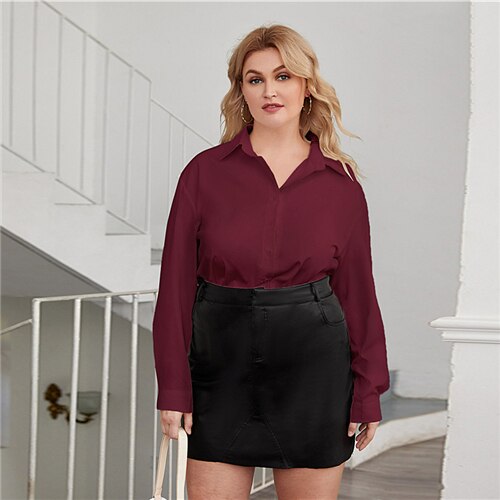 Button Front Drop Shoulder Solid Shirt