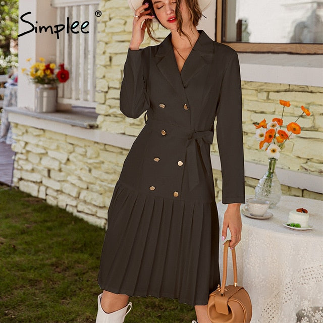 Vintage pleated  belt dress