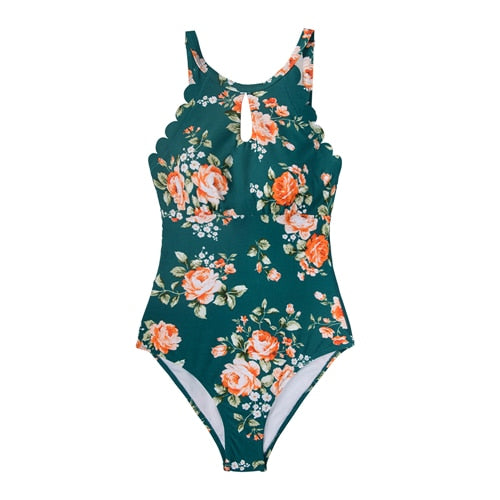 Floral Scalloped One-piece Swimsuit