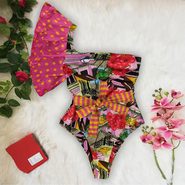 Retro One Piece Swimsuit Women Swimwear