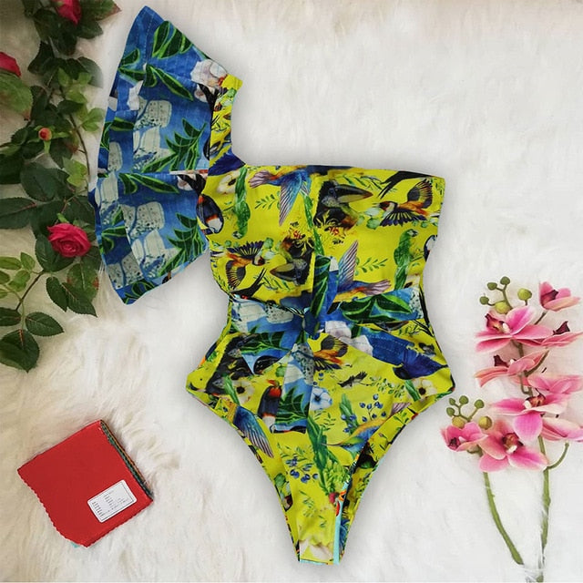 Retro One Piece Swimsuit Women Swimwear