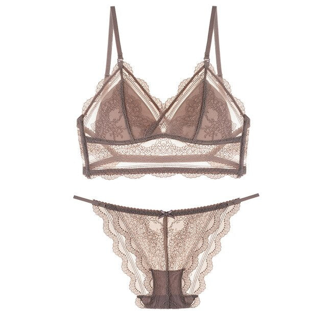 Women Black Sexy Lace Bra Set