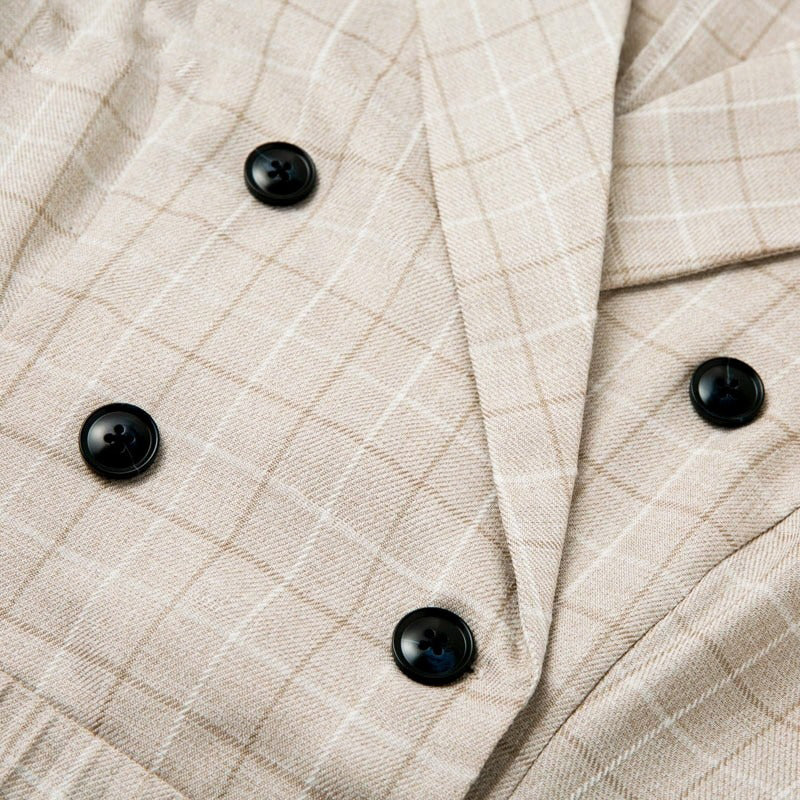 Vintage double breasted belt plaid dress