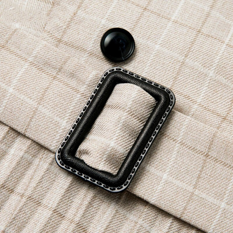 Vintage pleated belt plaid dress